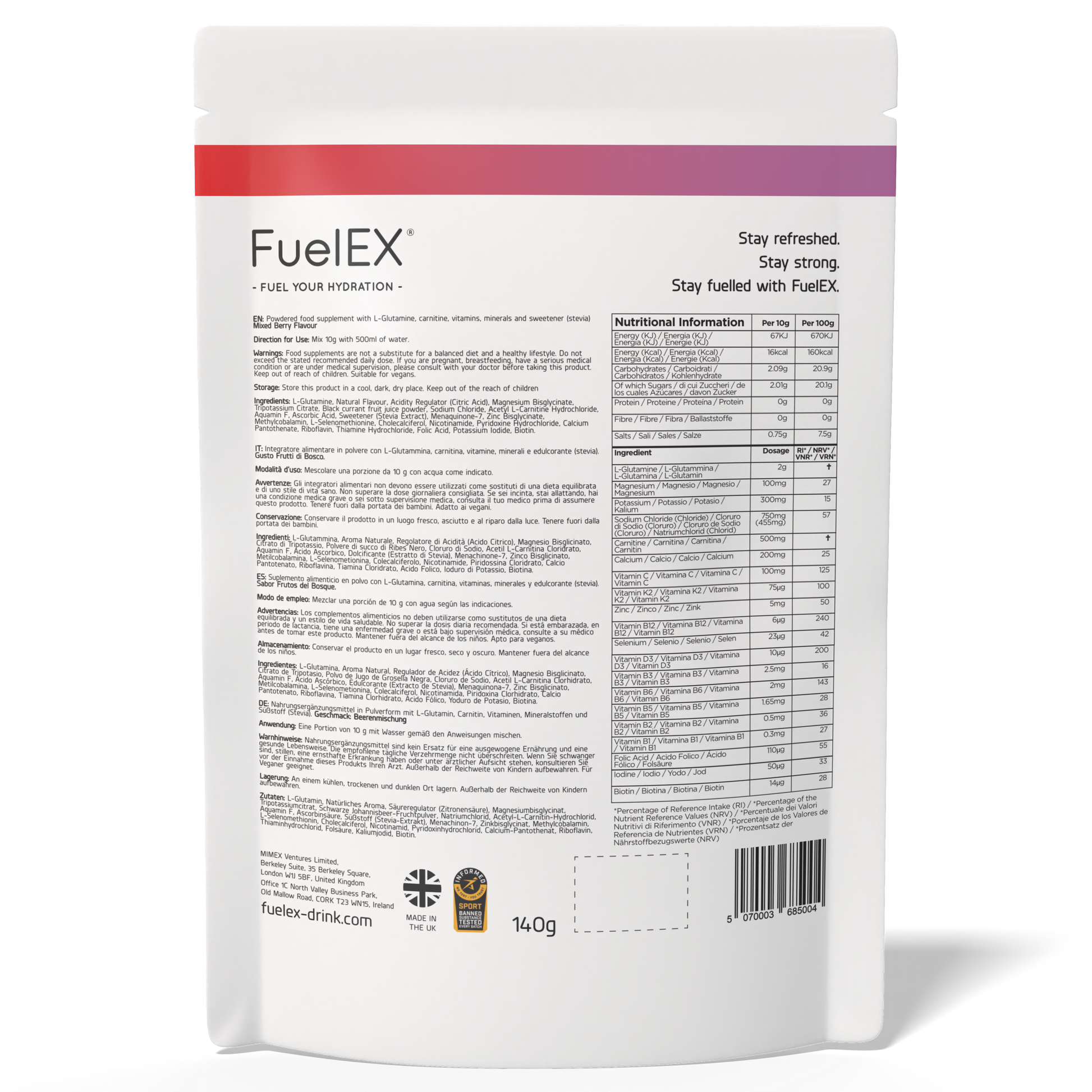 FuelEX - Mixed Berries Flavour (14 sachets)